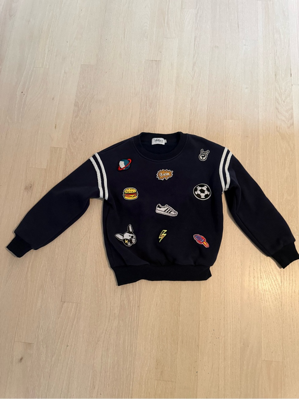 Lola + The Boys Navy Varsity Patch Sweatshirt